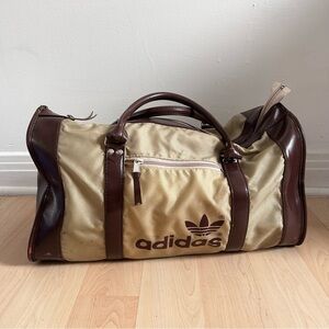 Vintage Adidas Tan and Brown Duffel Bag 70’s 80’s